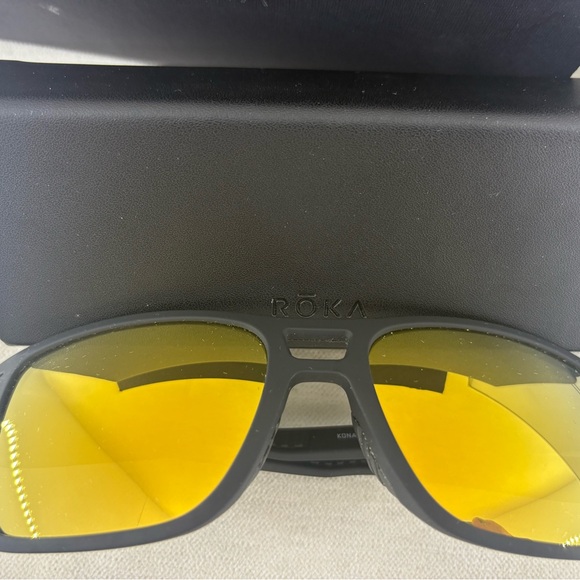 Roka Men’s Matte Black Sunglasses with Yellow Mirrors polarized NIB size 56 - Picture 6 of 13